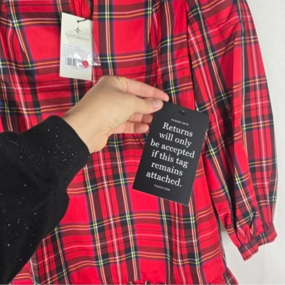Tuckernuck Womens XS  Royal Stewart Tartan Palmerston Red Plaid Dress Holiday - Picture 8 of 14